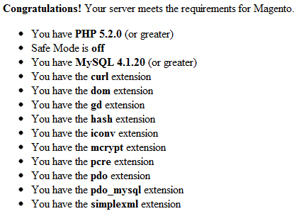 Magento Compatibility Check Result