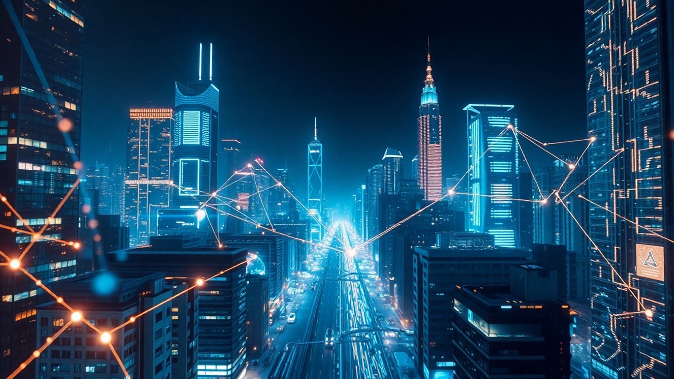 AI building websites with digital connections.