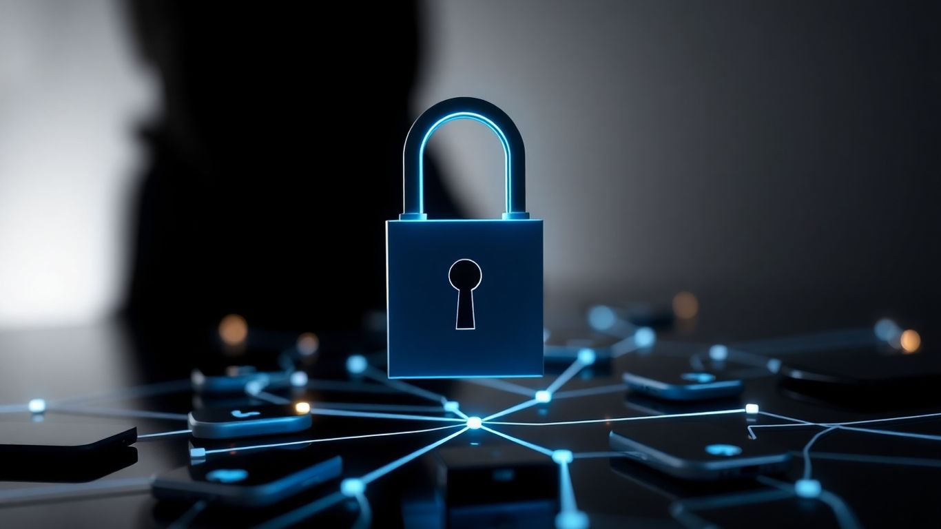 Mobile app security with padlock and network