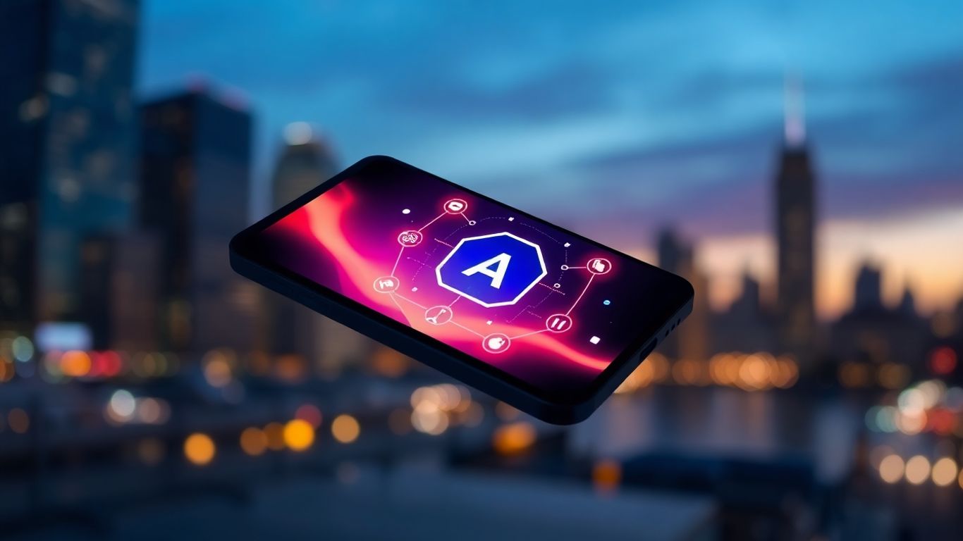 Smartphone with AI features integrated into app interface.